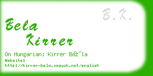 bela kirrer business card